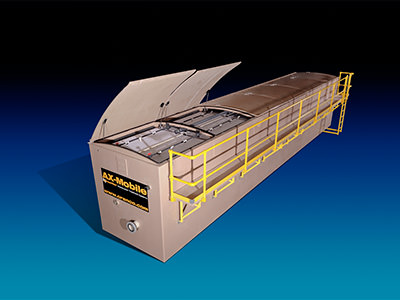 Photo of AdvanTex AX-Mobile portable wastewater system. Orenco’s AdvanTex® Treatment Systems are a dependable, proven technology for primary-treated effluent to better-than-secondary standards, including nitrogen-reduction.